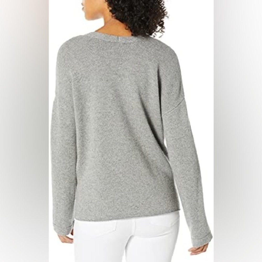 Joie Heather Grey Larken Cashmere + Wool Blend Drawstring Sweater Small - Picture 2 of 7